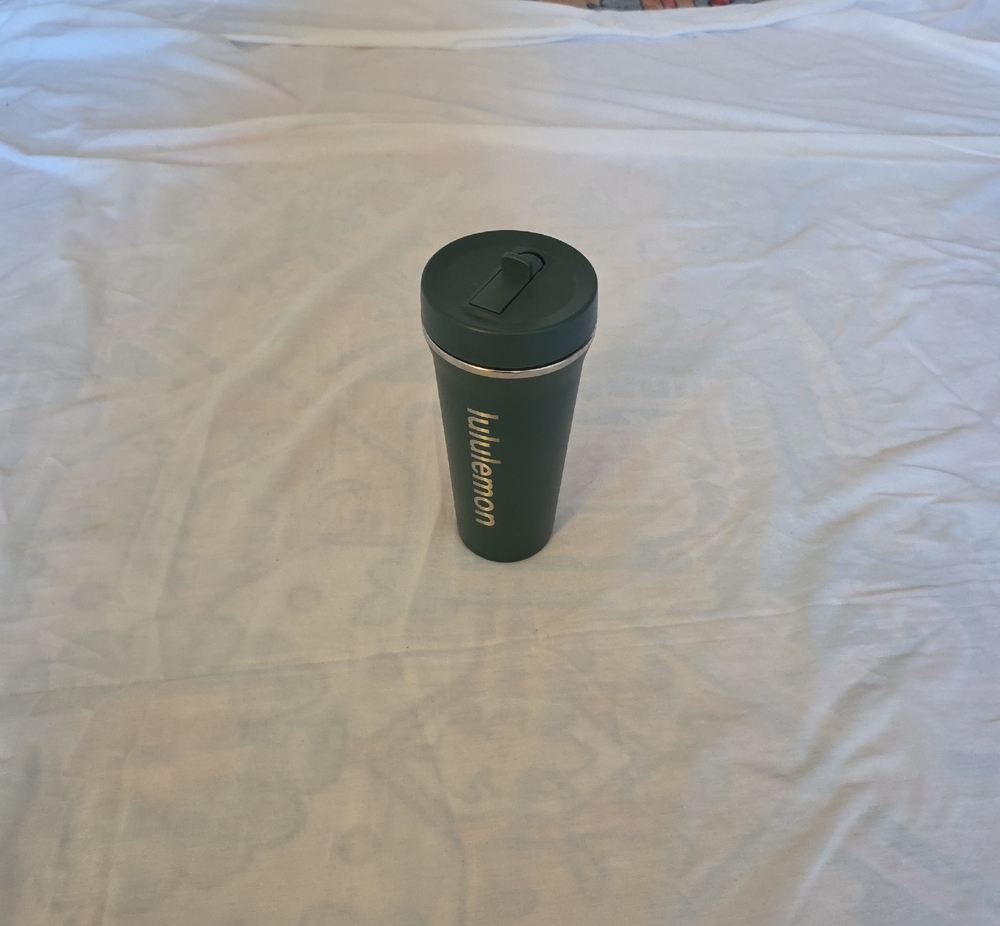 lululemon athletica Travel Tumbler in Dark Green with Silver Accent